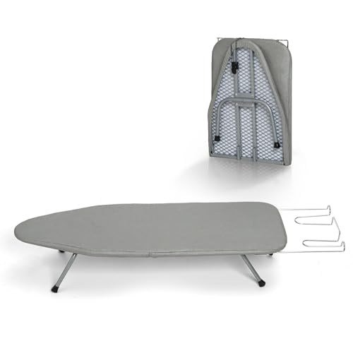 Tabletop Ironing Board with Iron Rest, Small Ironing Board Foldable with Heat Resistant Cover, BlissBoard Mini Compact Iron Table for Dorms, Aprtment and Travel, 31"x12", Grey