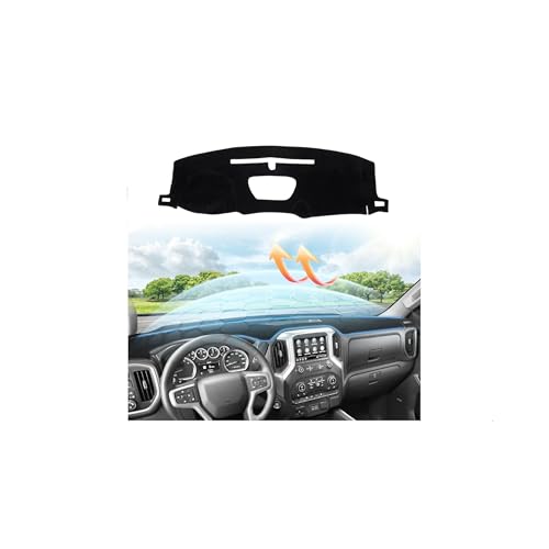Cartist Dash Cover Fits for 2019-2025 Chevy Silverado 1500 2500HD 3500HD/2019-2023 GMC Sierra 1500 2500HD 3500HD w/o Head U Non-Slip Pad Carpet Anti-Glare