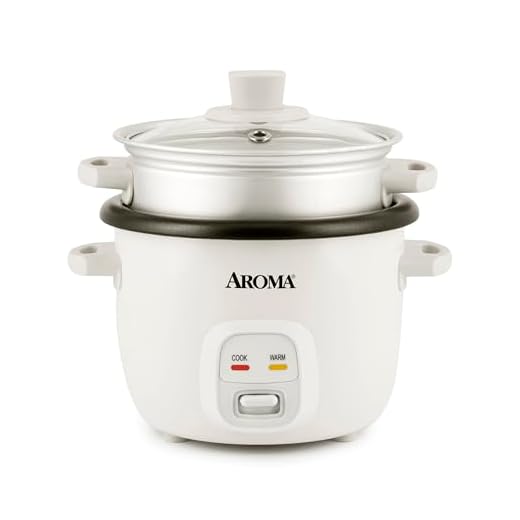 AROMA® Rice Cooker, 2-Cup (Uncooked) / 4-Cup (Cooked), Steamer, Grain Cooker, Soup Maker, Oatmeal Cooker, Auto Keep Warm, 1 Qt, White, ARC-302-1NG