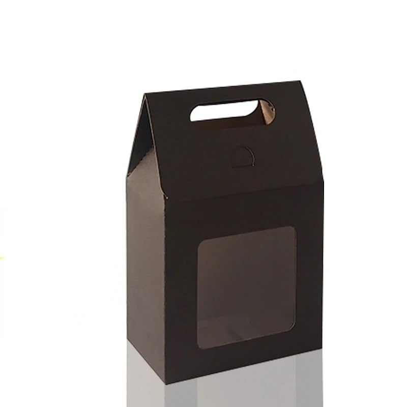 Kraft Geschenkboxen 12/24/48 Stück tragbare Geschenktüten aus Kraftpapier for Hochzeiten, Süßigkeiten-Verpackungsbeutel mit durchsichtigem PVC-Fenster, Dichtungsboxen, Verpackungsbeutel for Unternehme