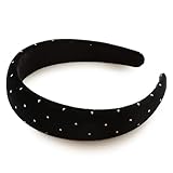 [ジュエルボックス] JewelVOX カチューシャ ヘアアクセサリー レディース ベロア風 ドット 大人 シンプル おしゃれ (ブラック)