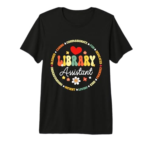 Groovy Librarian School Library Assistant Day Back to School Premium Tri-blend T-Shirt