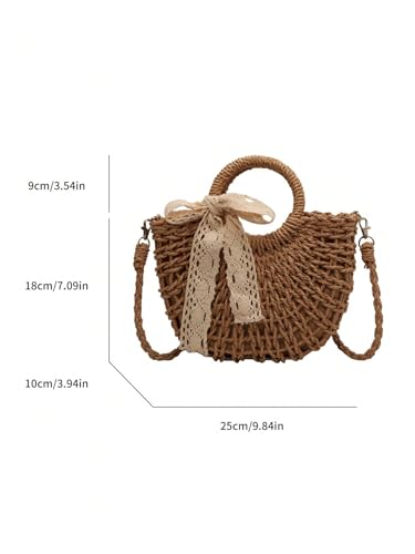 Women's Boho Crossbody Drawstring Straw Bags Double Top Handle Vacation Shoulder Handbags3