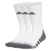 adidas Performance Cushioned Crew Socks 3 Pairs, White/Black, Large