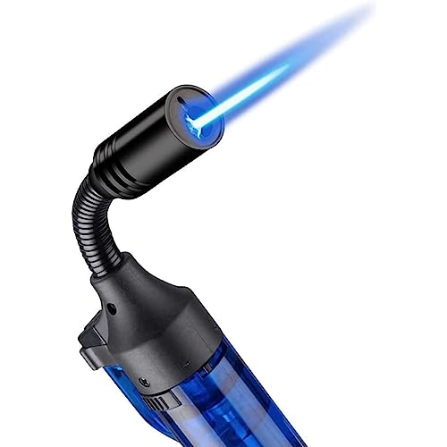YHSGY Flashlight Lighter 360° Rotation Adjustable Mini Blue Jet Lighter Flexible Refillable Lighter for Stovetop Oven Fireplace Grill Outdoor Grill (Butane Free) (Color : A)