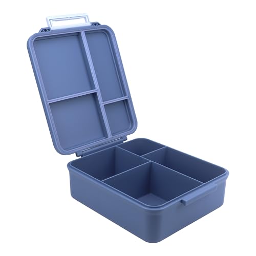 Image of Bento Mega Lunch Box, carrying handle - 4 No-Mix Compartments | Microwave & Dishwasher Safe | for Adult, Preschool, School 1600ML, OZ (Blue Turquoise ClevaAstroo Friend)