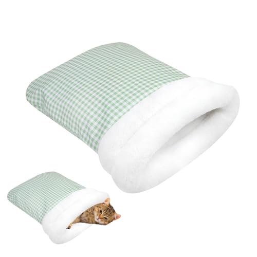Saco de Dormir para Mascotas MIOYOOW, Cesta para Perros y Gatos, Cama semicerrada de Invierno para Gatos, Nido Suave y cálido, Lavable, para Sala de Estar, Dormitorio y sofá de Esquina
