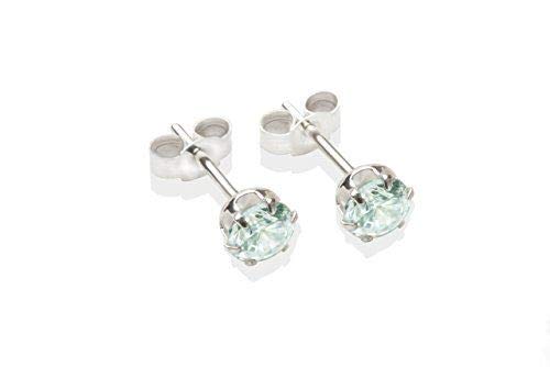 Sterling silver 5mm CZ crystal stud earrings. Gift box