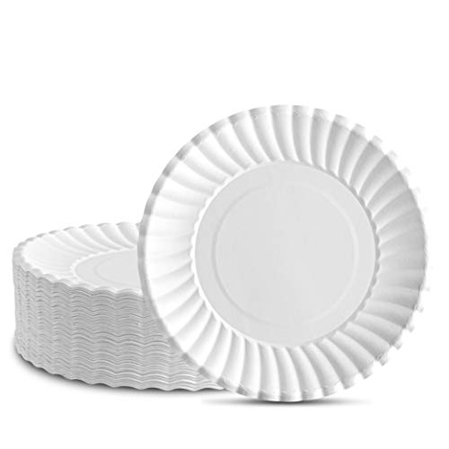 Plasticpro Disposable White Uncoated Paper Plates 6 Inch Pack of 100