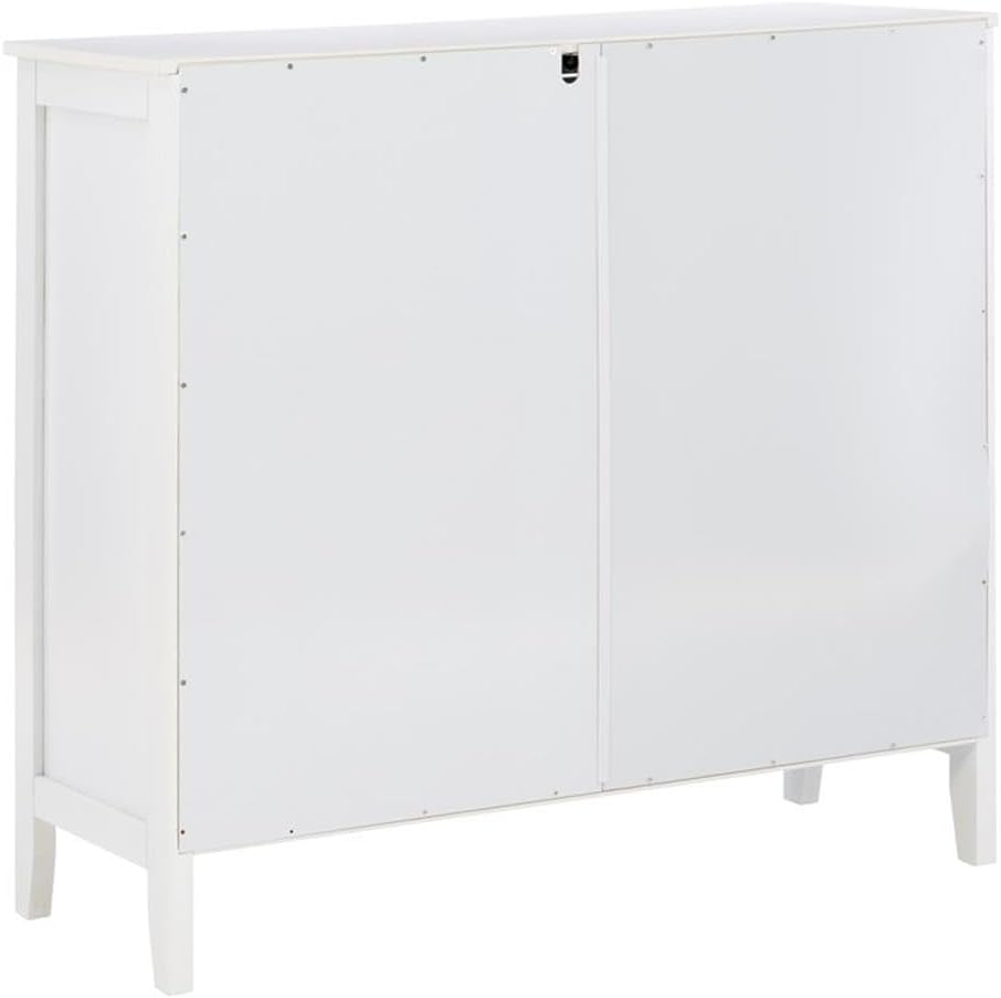 Linon Betty Large Wood Cabinet with 2 Glass Paneled Doors and 3 Shelves in White