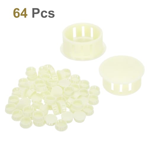 Image of MECCANIXITY 64PCS 22mm(7 /8 inch) Cream White Plastic Hole Plugs, Flush Type Panel Hole Plugs Insert End Caps for Locking Hole Tubes Furniture Cabinet