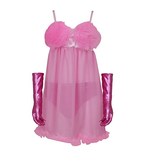 Austin Pink Fembot Cosplay Costume Sexy Robot Dress Halloween Womens Chiffon Semipermeable Negligees Lingerie Outfit (Large) Austin Pink Fembot Cosplay Costume Sexy Robot Dress Halloween Womens Chiffon Semipermeable Negligees Lingerie Outfit (Large)