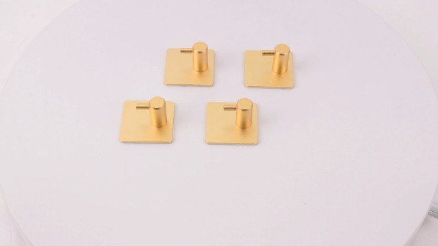 LACKINGONE 4 PCS Self Adhesive Hooks, Golden Stainless Steel Robe Coat Hooks, Wall Hooks for Bathroom Kitchen Office No Drilling, Rustproof