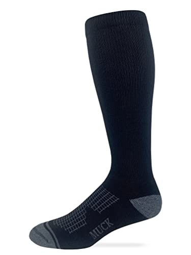 MUCK Boot Mens Lightweight Ultra Dri over the calf Boot Socks 1 Pair Pack (US, Alpha, Large, Regular, Regular, Black)