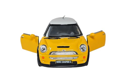 Mini Cooper S, 1:28 Scale Die Cast Model, Openable Doors, Pull-Back Action, Yellow - Image 8