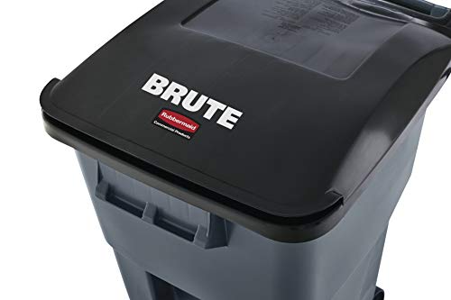 Image of Rubbermaid Commercial Products BRUTE Rollout Heavy-Duty Wheeled Trash /Garbage Can, 32-Gallon, Gray, for Restaurants /Hospitals /Offices /Warehouses /Garage, Pack of 2