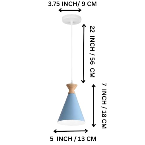 Image of Blue Hanging Light for Home, Aluminium Pendant Light Ceiling Lamp with Modern Hanging Lamp for Bulb Not Included, Pack of 2