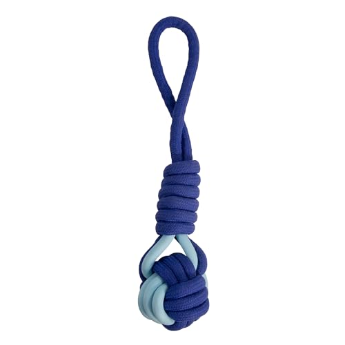 Rosewood Battersea Rope and Rubber Tug for Dogs - Blue and Purple Durable Interactive Toy Large 38cm