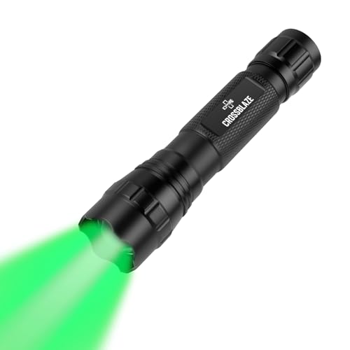 CROSSBLAZE Green Light Flashlight Long-Lasting Power Zoomable Focus for Hunting High-Intensity Beam for Coyote & Fox Camping and Night Vision (Green)