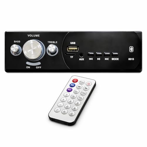 Image of Double IC High Power Car Stereo with LCD & Remote Control | Universal Fit MP3 Player -Bluetooth, USB, AUX, FM Radio, SD Card | Built-in Equalizer for Bass & Treble Control | Black-Grey (0015)