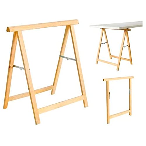 Tradineur - Caballete de madera plegable para carpintería, soporte montar tableros, mesa cortar madera, taller, bricolaje, 75 x 73,5 cm