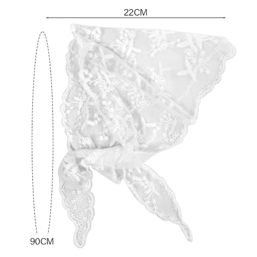 Retro Lace Scarf for Women Triangle Neck Headband Embroidered Elegent Fashion Wrap Hairwrap Floral Crochet Hair Accessories2