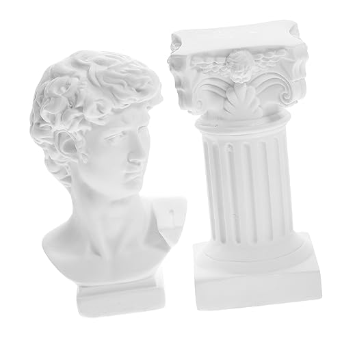 ULTECHNOVO 1Juego Estatua De David y Columna Romana Resina para Decoración para Jardín y