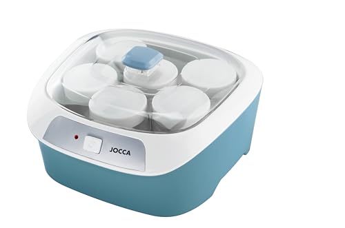 JOCCA - Yougurtera 6 Tarros de cristal / 170ml cada uno/Potencia 20W / Control Automático de Temperatura/Apto para el lavavajillas/Haz tus propios yogures/Yogures naturales sin conservantes