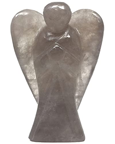 Nelson Creations, LLC 2 Inch Smoky Quartz Guardian Angel Figurine Hand-Carved Natural Stone, Excellent for Grounding and Protective Energies