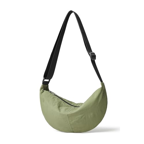 Image of Nylon Crossbody Bag For Women Men Casual Lightweight Crescent Shoulder Hobo Purse With Wide Adjustable Strap