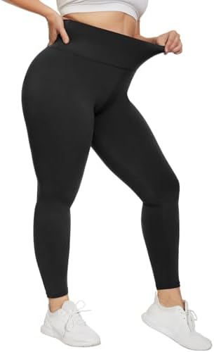 HIPOWER Leggings Damen High Waist Große Größen Plus Size | Blickdicht Lang Bauchweg Plus Size Sporthose Elastische Yoga Pants Laufhose