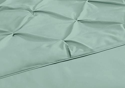 Chezmoi Collection Sydney California King Size Comforter Set - 7-Piece Pintuck Bedding - Seafoam Green, Elegant Lightweight Pinch Pleat Comforter with Decorative Pillows Bed Set for All Season
