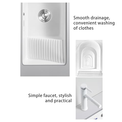 Lavabo rectangulaire céramique avec planche à laver pour buanderie