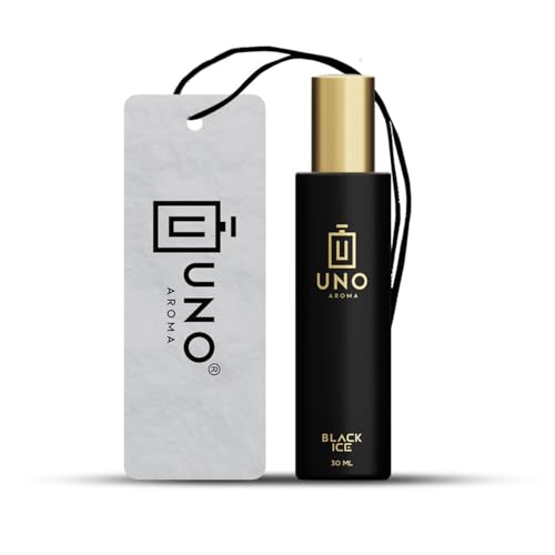 Image of Uno Aroma Black Crystal Car Perfume - Alcohol-Free, Long-Lasting Car Fragrance, Removes Odours, Toxin-Free & Easy to Use Hanging Card, No-Gas Car Perfume with 200+ Sprays, Lasts up to 90 days (30ml)