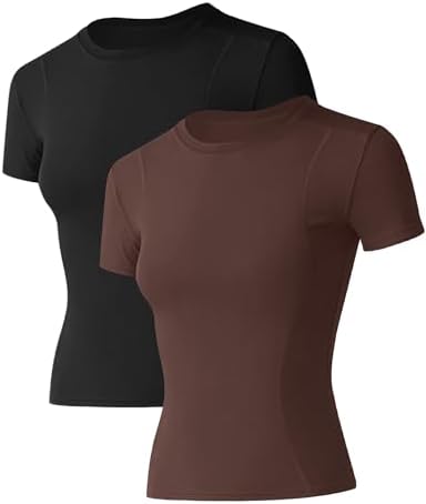 IECCP Sport T-Shirt Damen,Kurzarmshirt WorkoutTops,Rundhalsausschnitt Atmungsaktiv Athletisch Sportshirt Laufen Gym Yoga Top Fitness Oberteil XS-XL