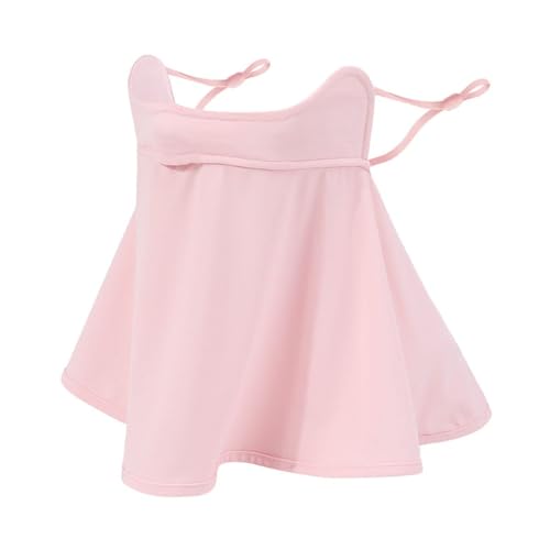 Máscara de Protección Solar, Máscara de Protección Solar Transpirable para Mujer, Velo de Seda de Hielo, con Cuello de Oreja para Deportes de Verano al Aire Libre, Playa Viajes - Rosa