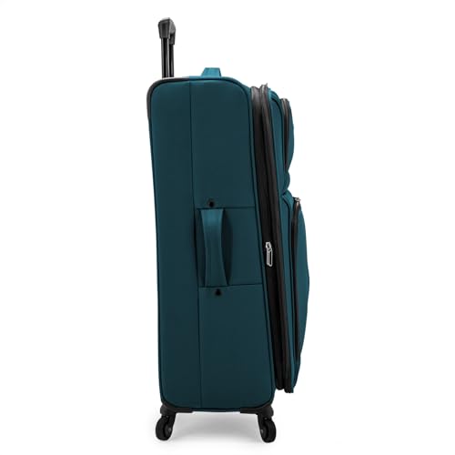 U.S. Traveler Anzio Softside Sturdy Ballistic Nylon Expandable Travel Suitcase Luggage with 4 Spinner Wheels, Teal, 2-Piece Set (22/30)3