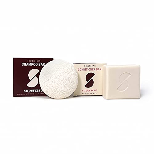 superzero Nourishing Shampoo and Conditioner Bar Set for Thinning Hair, Strengthens and Nourishes, Strengthens Hair, Sulfate Free, Plastic Free, Vegan, Luxury Hair Care, and Stylist Recommended