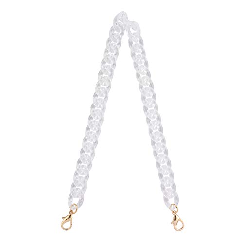 SharPlus DIY Clear Chain Strap Purse Accessories, Pearl Beaded Replacement Link Crossbody Shoulder