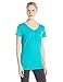 Hanes Women's Shirred V-Neck T-Shirt, Eco Teal, Medium