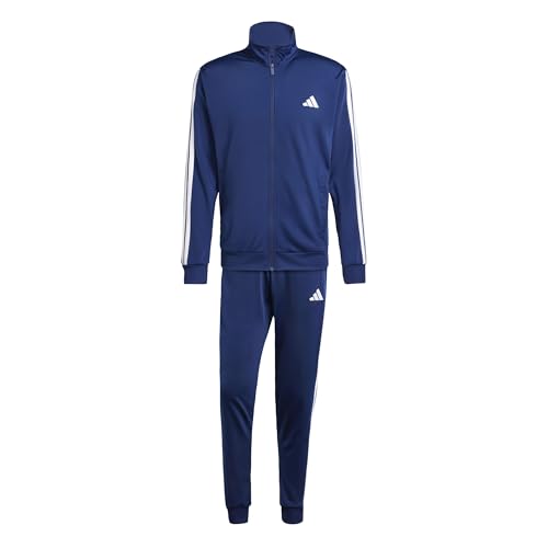 adidas Uomo SPORTSWEAR BASIC 3 STRIPES TRICOT TRACKSUIT, Dark Blue, XL