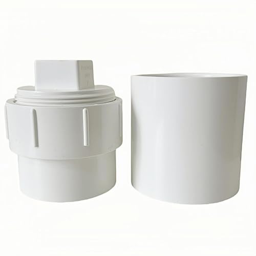 Image of 3-Inch PVC Sewer Cleanout Cap with Adapter & coupling -White Removable Cap fitting for outdoor Drainage,waste, line & sewer systems- durable, easy to install (3 inches)