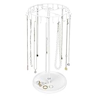 QWORK® Spinning Jewelry Tree Display Stand, Jewelry Organizer with 23 Hooks, White