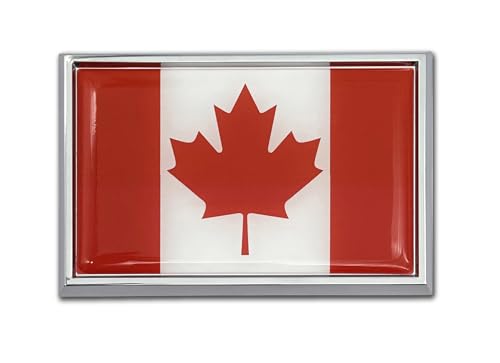 Emblema de metal cromado para coche con la bandera de Canadá, ideal para viajes y rutas por carretera