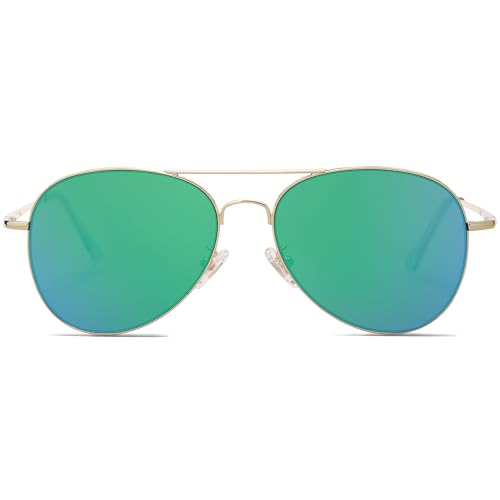 Image of SOJOS Classic Aviator Sunglasses for Women Men Metal Frame Spring Hinges SJ1030