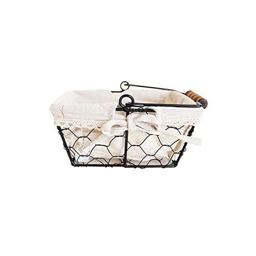Caja de Pan, Cesta de Frutas Canasta de Alambre Bin de Almacenamiento de Pan con Manijas de Madera Plegables Canasta de Frutas para Cocina para Bocadillos de Joyería de Cosméticos (Oval) (cuadrado)