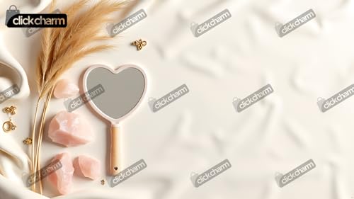 Image of Compact Travel Handheld Mirror with Comfy Handle for Makeup - Small Wood Hand Mirror, Single-Sided Reflection Hanging Hole (Pack of - 1)