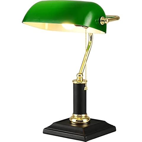 Wzglod Bankers Lamp Traditional Style Banker's Desk Lamp with Green Glass Shade Office Reading Lamp Cover