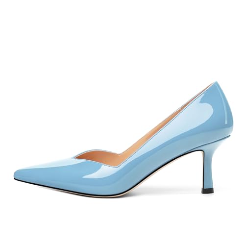 Image of Women Pointed Closed Toe 2.5 Inch Kitten Heel Slip On Pumps | Elegant Comfort Formal Dress Footwear, Versatile Ladies Shoes For Office Wedding Party Evening Daily Occasions