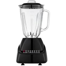 Alpine Cuisine 10-Speed Blender with 50oz Glass Jar, 450W High-Power Kitchen Countertop Mixer for Smoothies, Shakes, Crushing Ice, and Pureeing, Stainless Steel Blades, Pulse Function, Black
